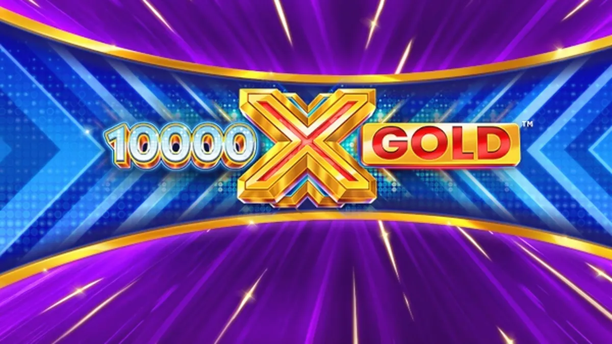 Tampilan visual slot 10,000 X Gold dengan tema emas yang mewah